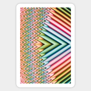 Rainbow Pastel Abstract 3D Chevron Design Sticker